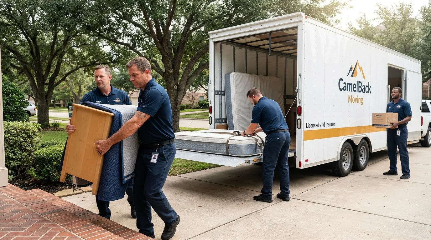 Crew loading residential truck for cross-state move from Dayton, NV