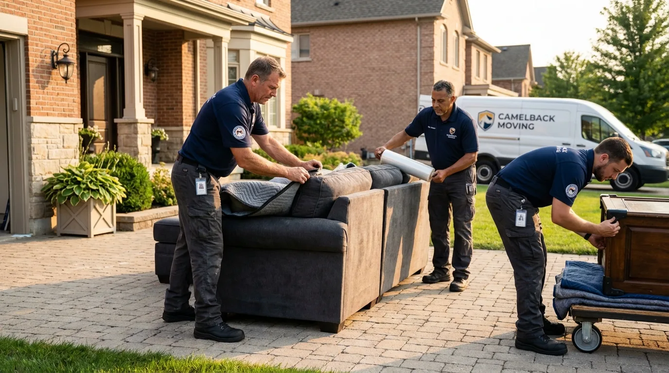 Large estate moving crew wrapping furniture in Dayton, NV