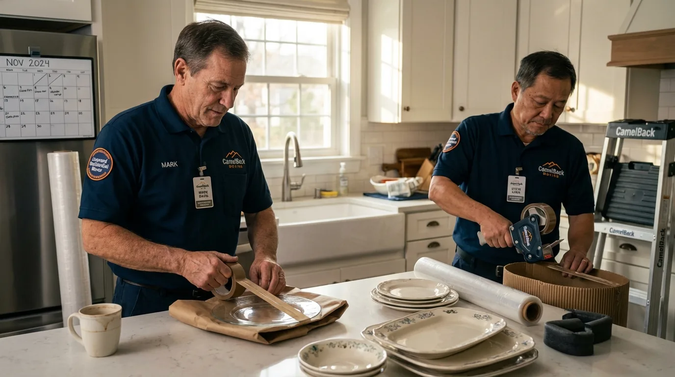 Professional crew packing kitchen dishware in Dayton, NV